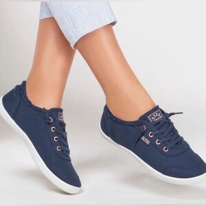 Womens BOBS From Skechers Lace‎ Up Memory Foam Canvas Sneakers Shoes
